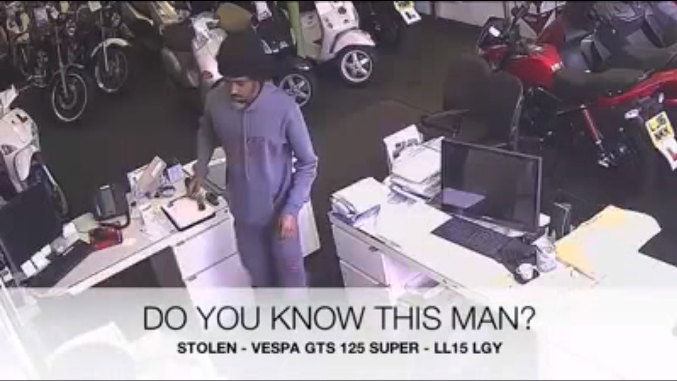 Watch: scooter stolen from dealer showroom